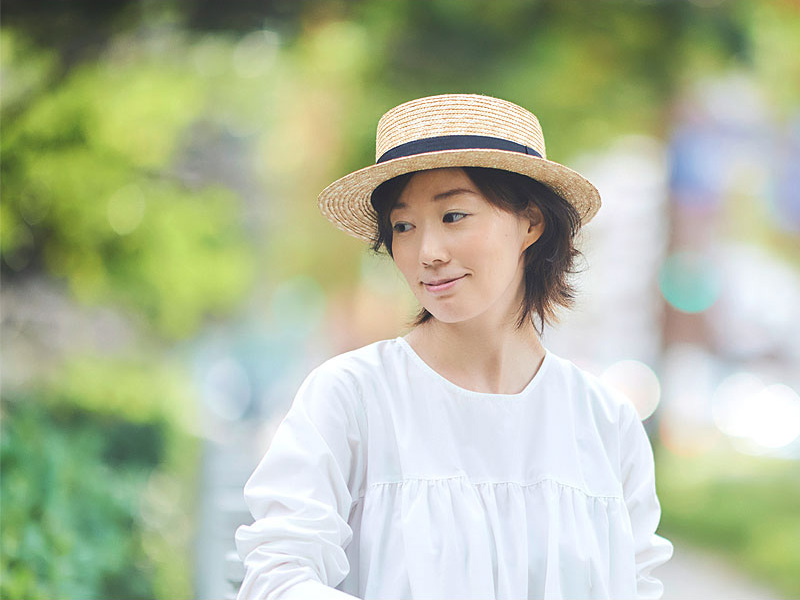 カワムラ帽子店 カンカン帽 麦わら帽子 ブラックリボン 作家さん - 帽子