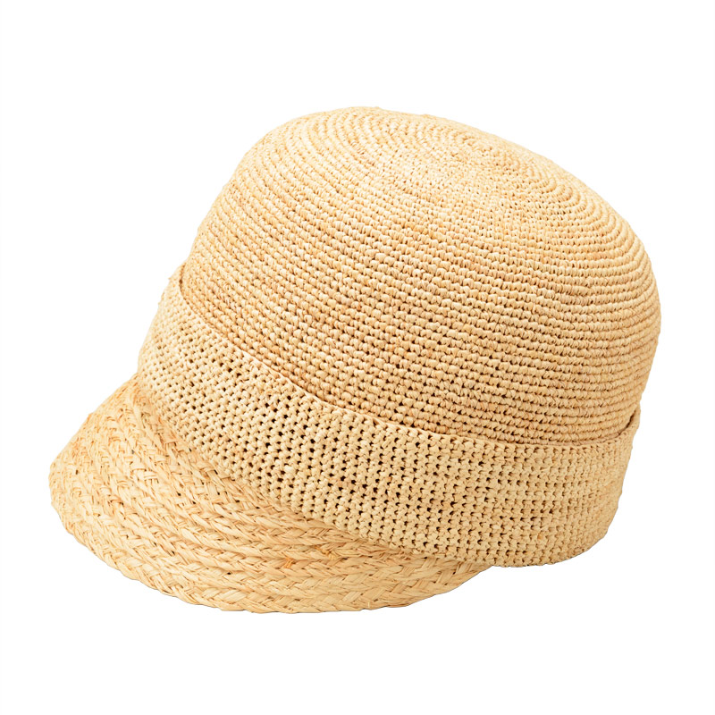 田中帽子店 uk-h063 Mimi ミミ ラフィア キャスケット 57.5cm ラフィアとは ラフィアとは、マダガスカル原産の「ラフィア椰子」の葉を加工した天然素材です。その繊維から作られる紐を編んだ素材から帽子を作っています。 使うほど手に馴染み肌触りもやさしくなっていきます。