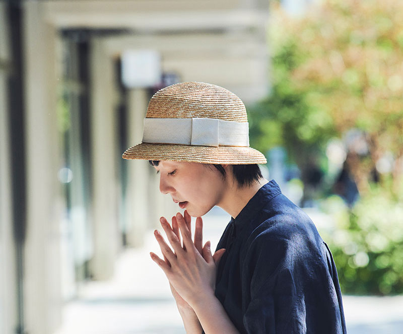 麦わら帽子 田中帽子店 ネイビー