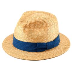 【 田中帽子店×小島屋 】 武州正藍染リボン フェドラー型中折れ麦わら帽子（59cm）