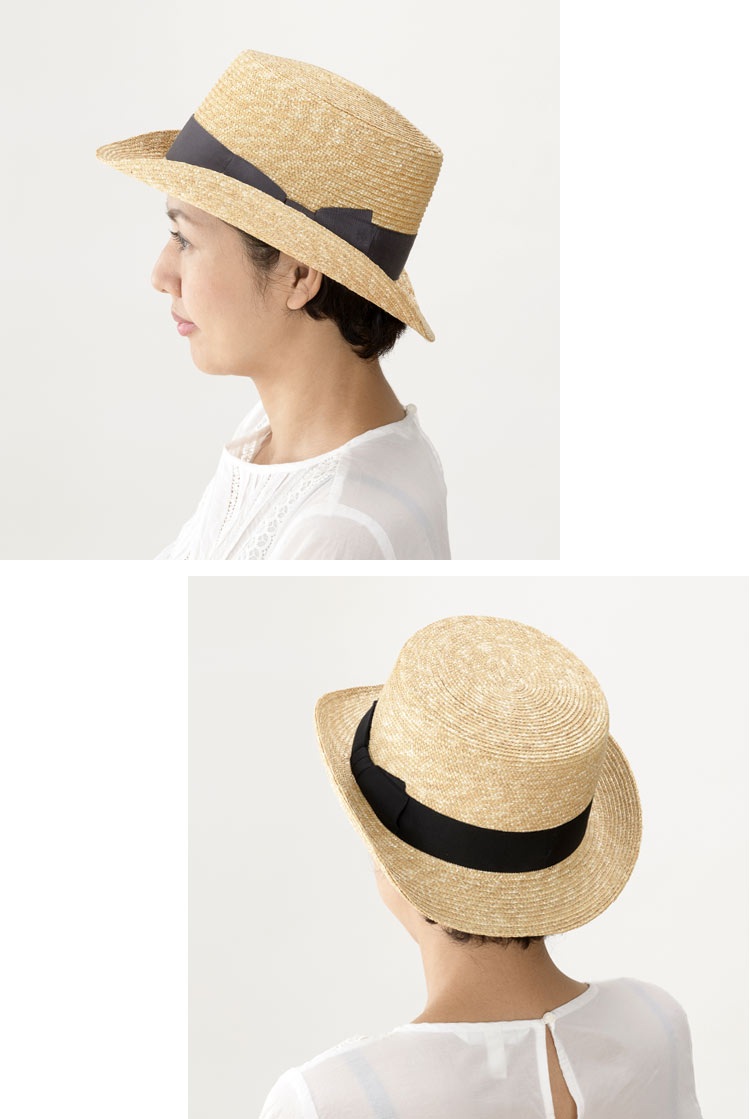 田中帽子店Orga（オルガ） 麦わら シルクハット型 カンカン帽子 57.5cm 