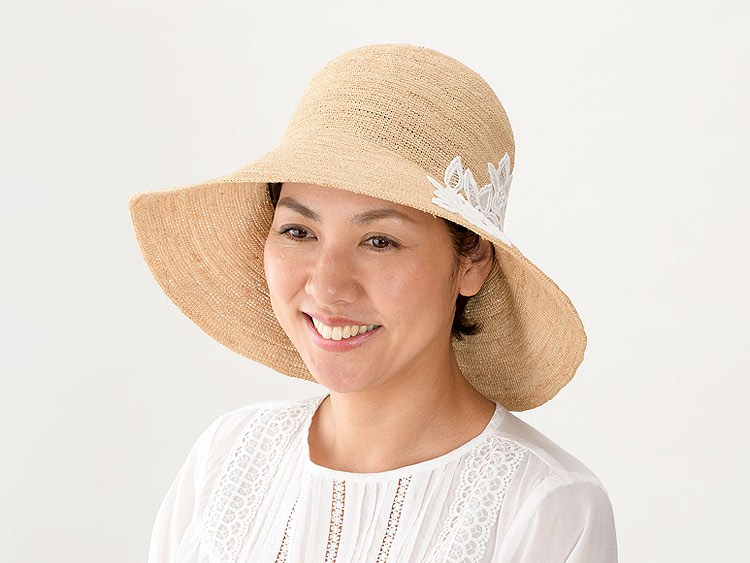 田中帽子店 Sally サリー ラフィア つば広レース付 キャペリン 57 5cm 婦人用帽子 田中帽子店 公式