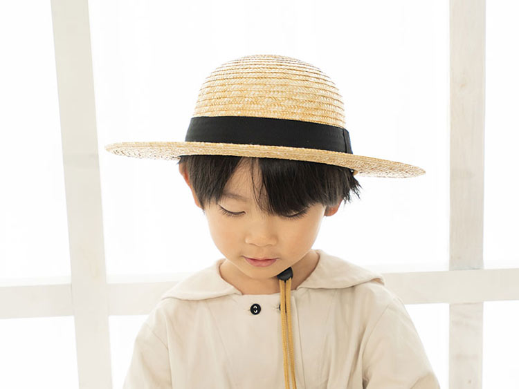 田中帽子店Roger（ロジャー）子供用・麦わら つば広丸型ハット
